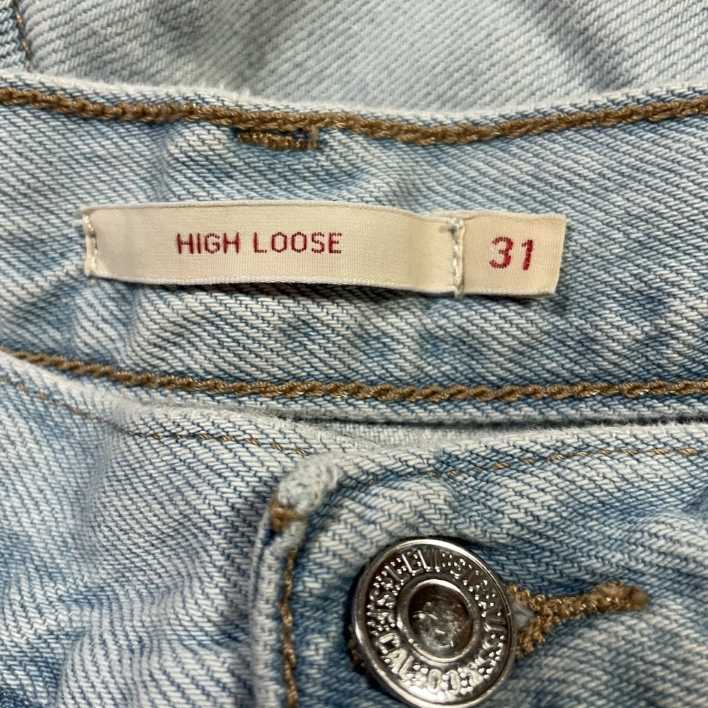 Levi's Premium High Loose Denim Jeans Womens Size 31 Washed Blue Wide Leg Baggy - Picture 13 of 14